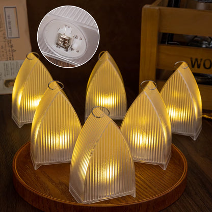 Three Wukusy flameless LED decorative lanterns for home decor, featuring warm light and rustic design.
