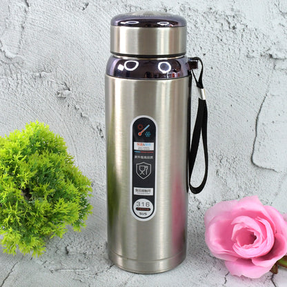 Wukusy stainless steel water bottle, 800ml, leak-proof thermos flask for men, women, and kids, ideal for home, gym, and travel.