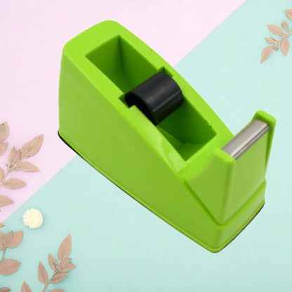 Wukusy plastic tape dispenser cutter for home office, ideal for stationary and packaging tape, shown with tape roll.
