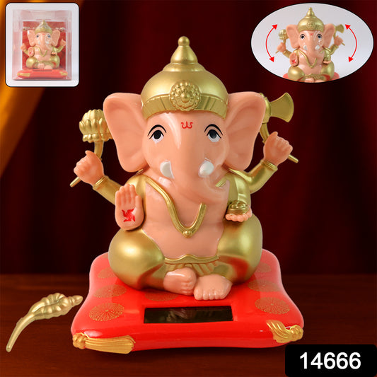 Solar-powered Dancing Ganesha idol decorative showpiece with moving Lord Ganpati figure, perfect for home decor by Wukusy