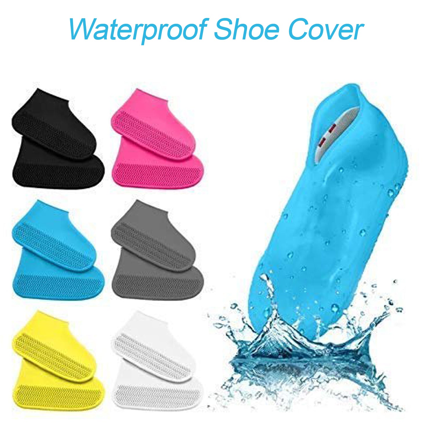 Wukusy non-slip silicone rain boot cover, waterproof and foldable, designed to prevent slipping and keep shoes dry in wet conditions.