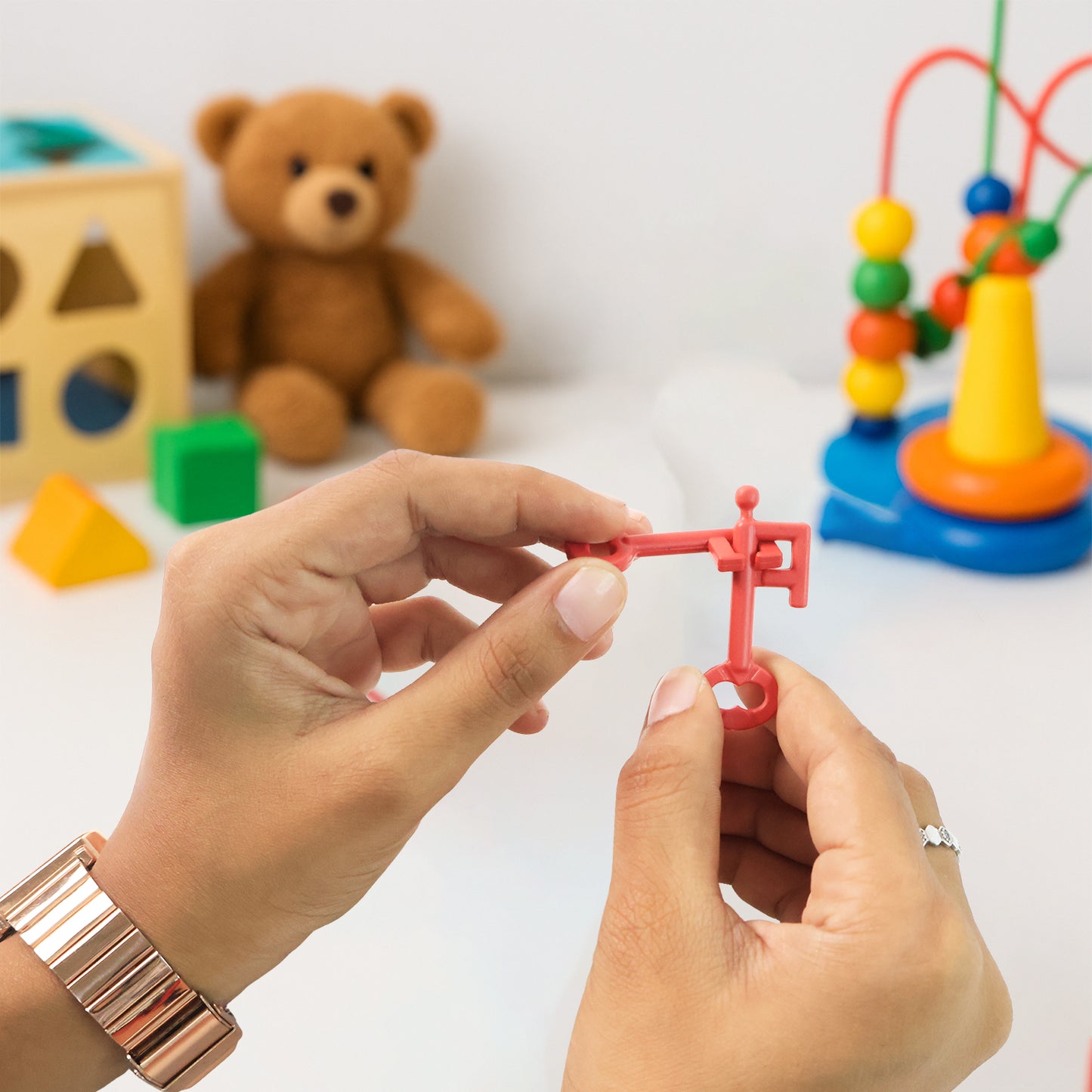 Wukusy Magic Key Puzzle Set toy with colorful plastic keys and intricate lock mechanisms for fun brain teaser challenges