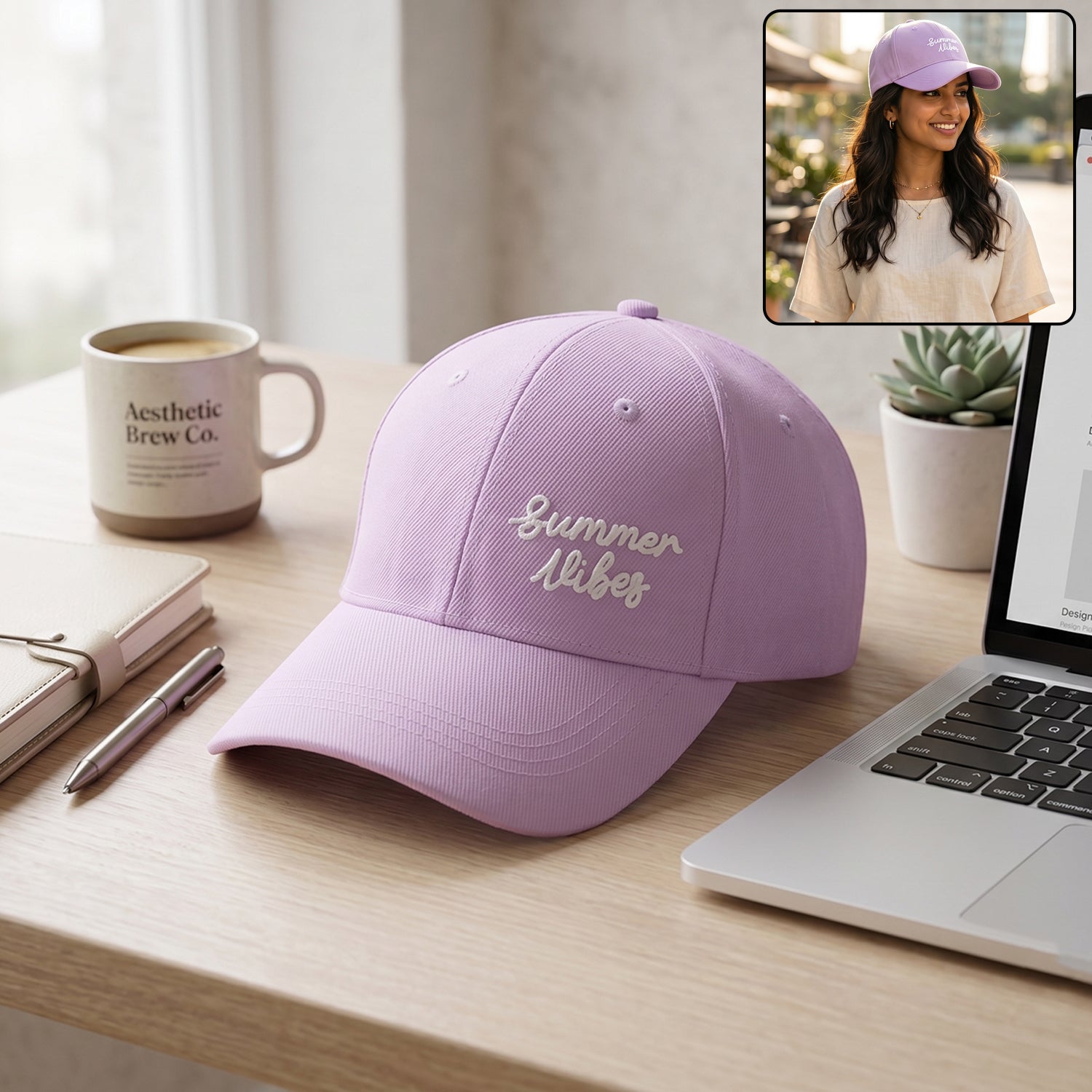 Wukusy stylish summer embroidered baseball cap for men and women, featuring summer-themed designs and adjustable fit