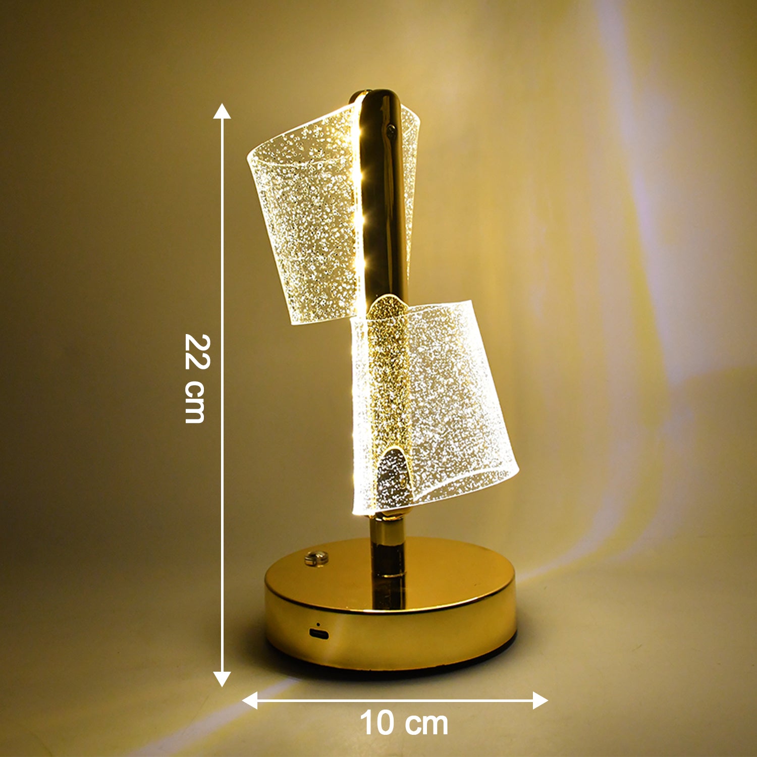 Modern luxury crystal LED double shade table lamp by Wukusy, showcasing elegant crystal accents and sleek contemporary design.