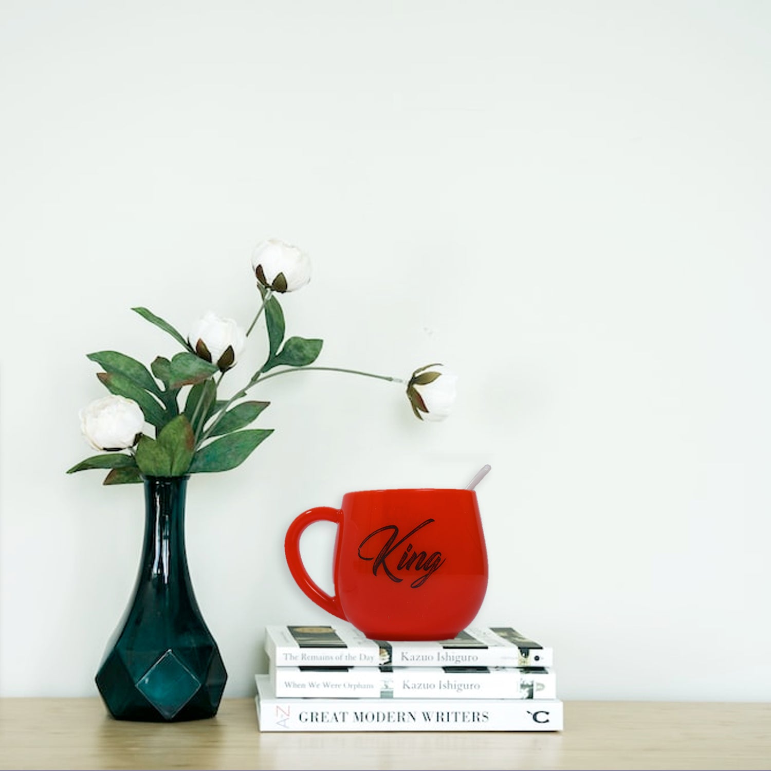 Wukusy King and Queen printed couple matching coffee mugs, 300ml plastic coffee cups set of 2 with stylish design.