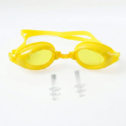 Kids colorful swimming goggles with anti-leak seal and adjustable strap, featuring bright designs and clear lenses for comfortable swimming.