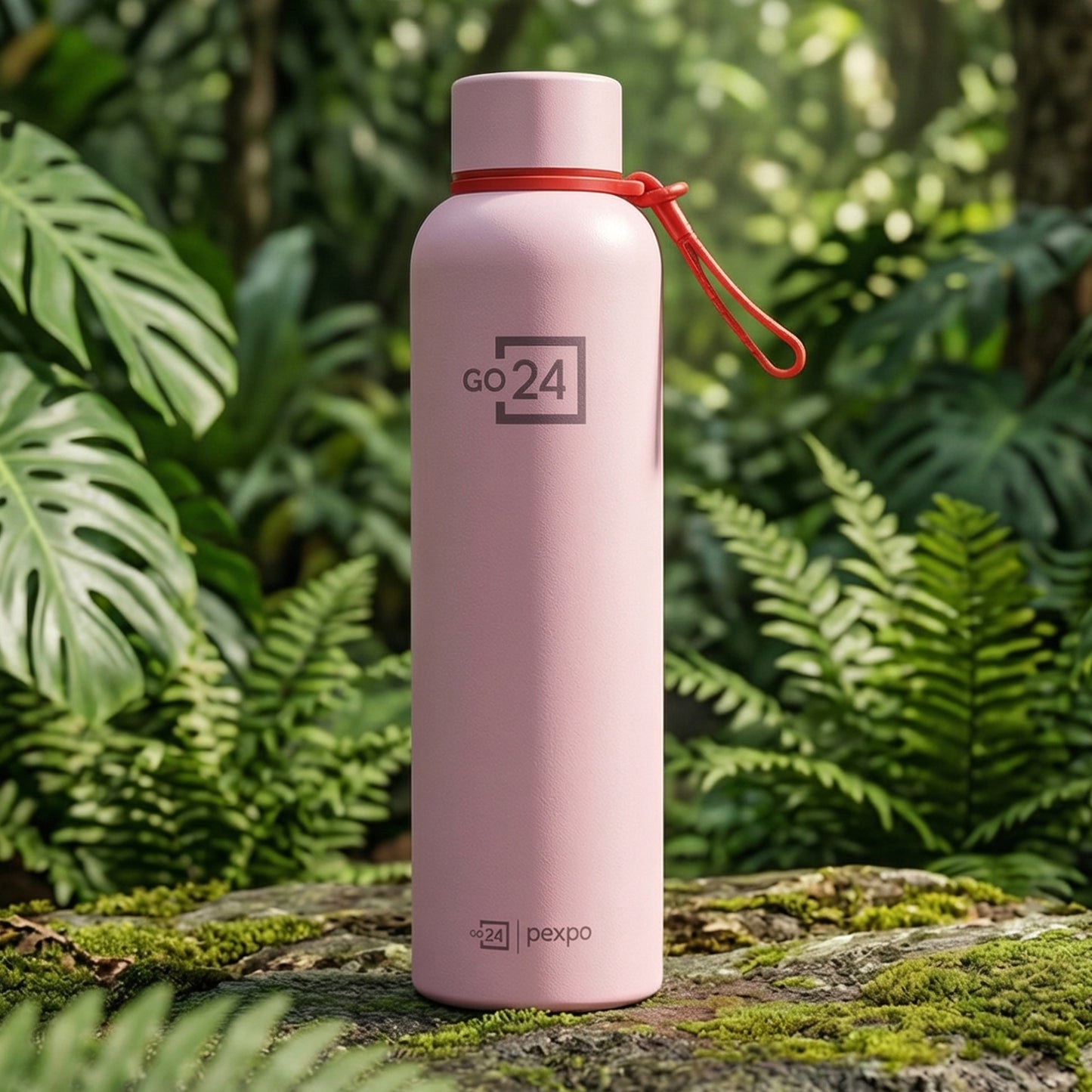 Wukusy Pexpo Bravo stainless steel water bottle, 1000ml, with vacuum insulation for hot and cold beverages, shown in silver.