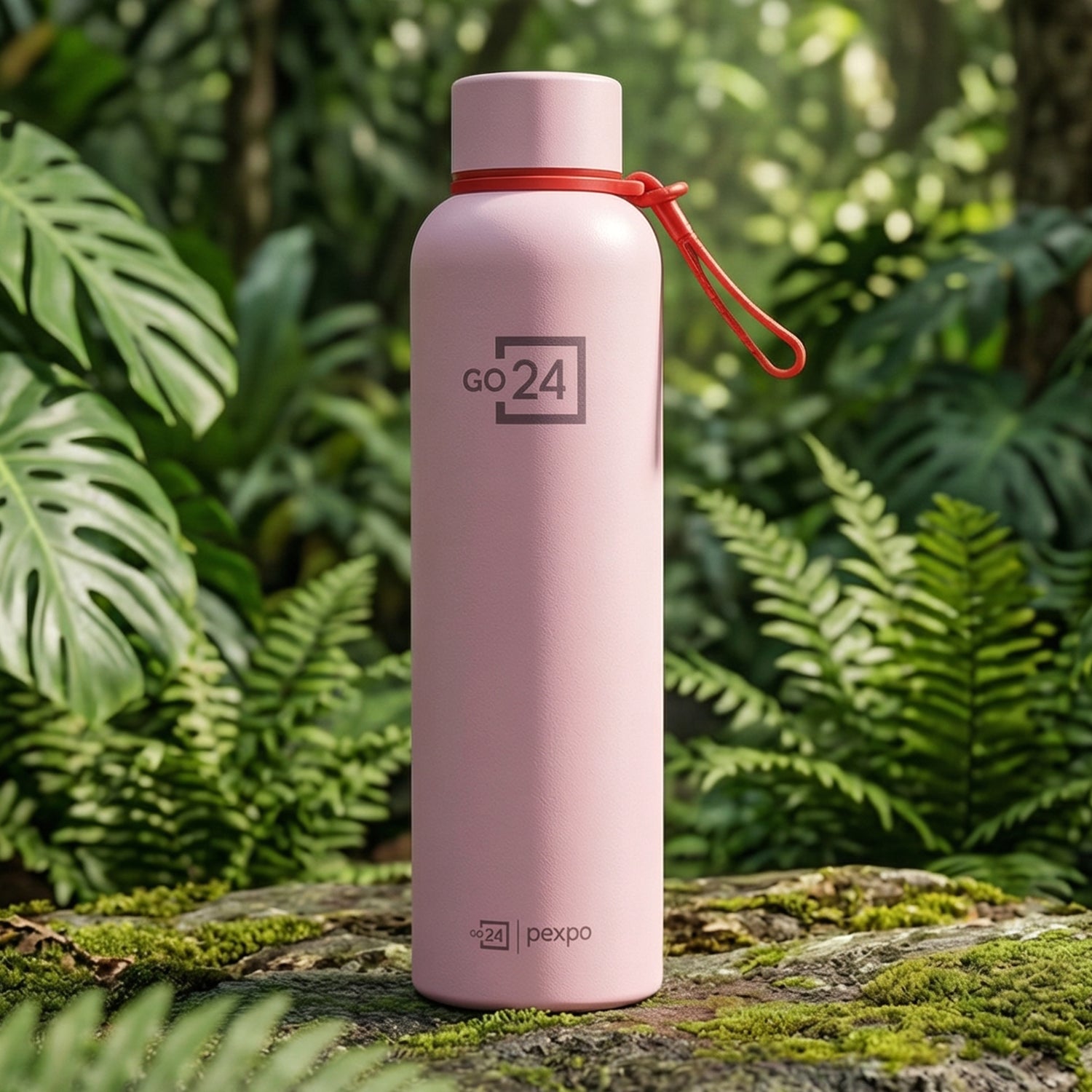 Wukusy Pexpo Bravo stainless steel water bottle, 1000ml, with vacuum insulation for hot and cold beverages, shown in silver.
