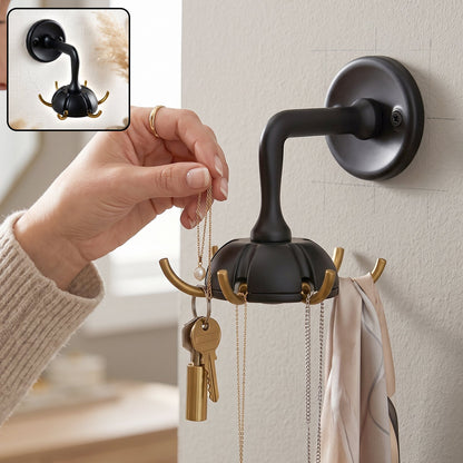 Heavy duty wall-mounted multi hook by Wukusy with hooks for keys, bags, clothes, and jewelry on a neutral wall background.