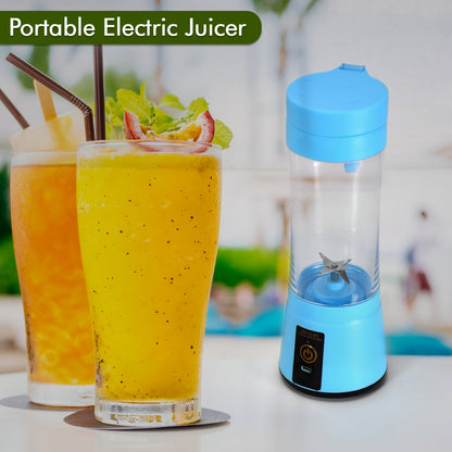 Wukusy 0131 portable 6-blade USB rechargeable juicer cup for vegetables and fruits, compact juice extractor and blender in black.