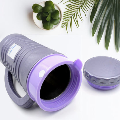 Wukusy insulated thermos flask with plastic inner and steel exterior, 1200ml, leak-proof tea and coffee jug for hot or cold beverages.