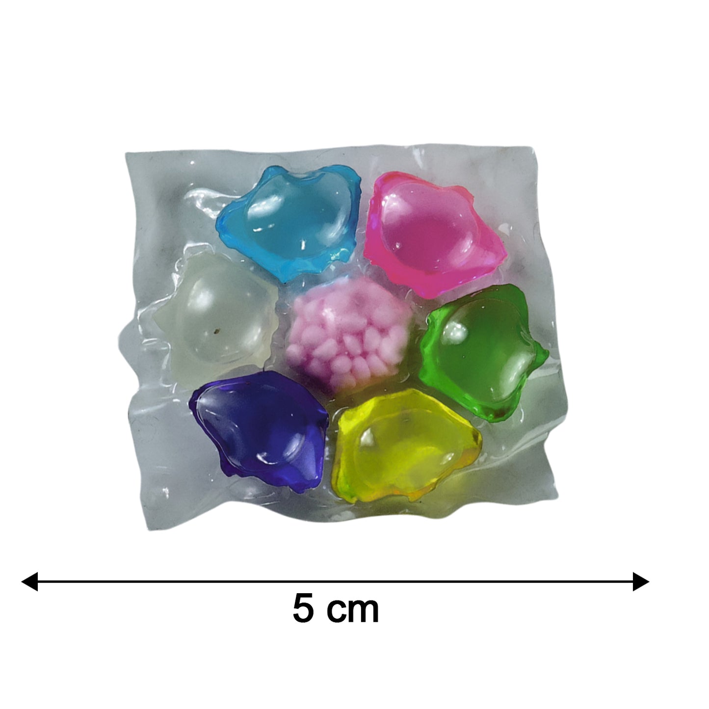Colorful laundry detergent pods by Wukusy, 25-piece pack, showing vibrant, multi-colored pods in a close-up shot.