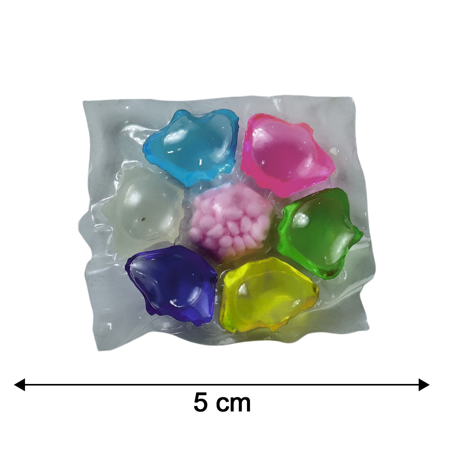 Colorful laundry detergent pods by Wukusy, 25-piece pack, showing vibrant, multi-colored pods in a close-up shot.