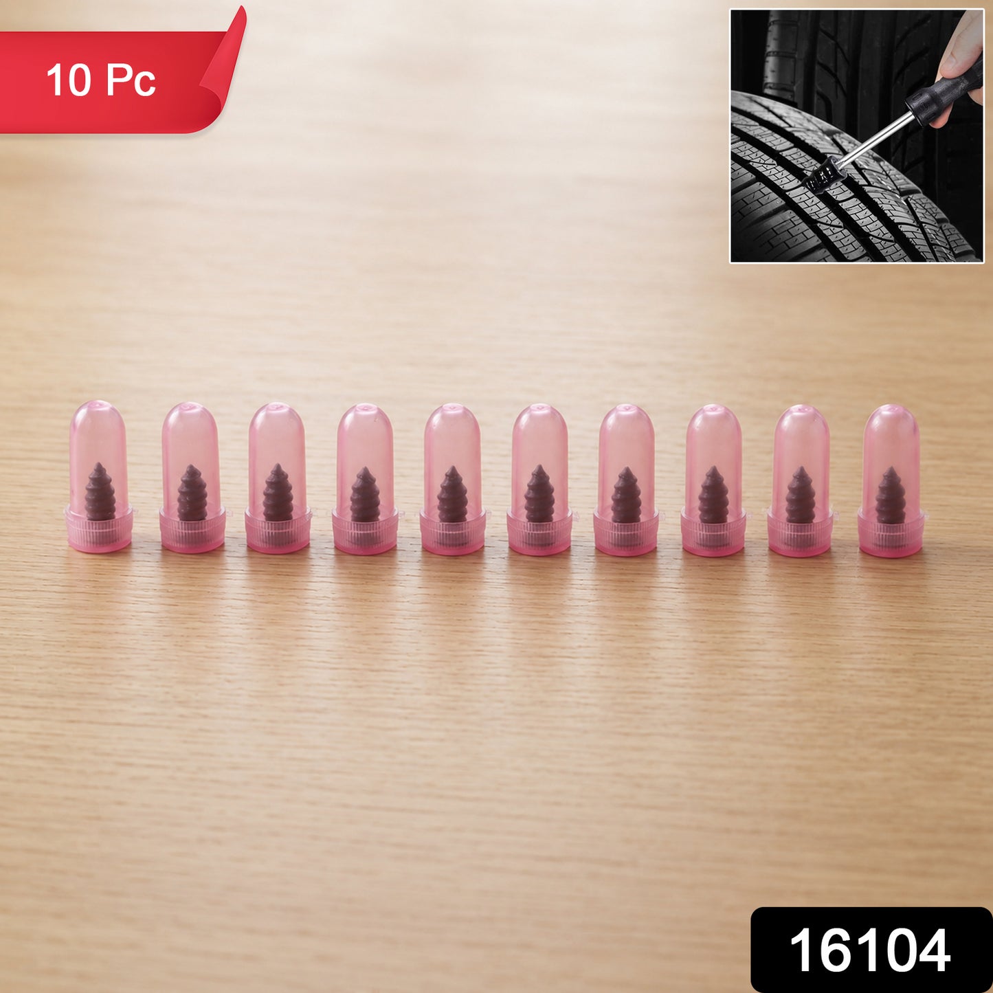 Wukusy car bike tire puncture repair nail screws in pink, 10-pack, shown in a close-up image of the small screws.