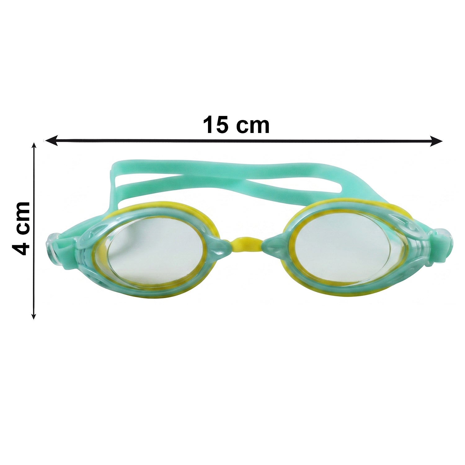 Kids dual color swimming goggles by Wukusy with clear vision lenses and a comfortable fit for swimming activities.