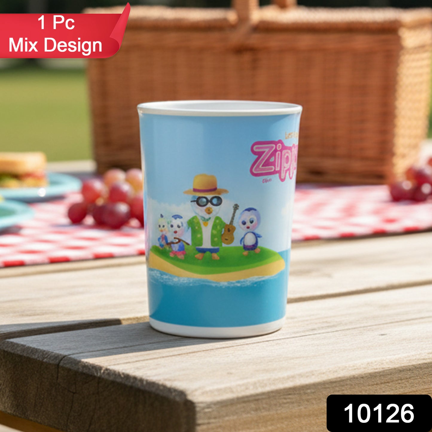 Cute cartoon design melamine drinking glass from Wukusy, approximately 250ml, perfect for home and kitchen use.