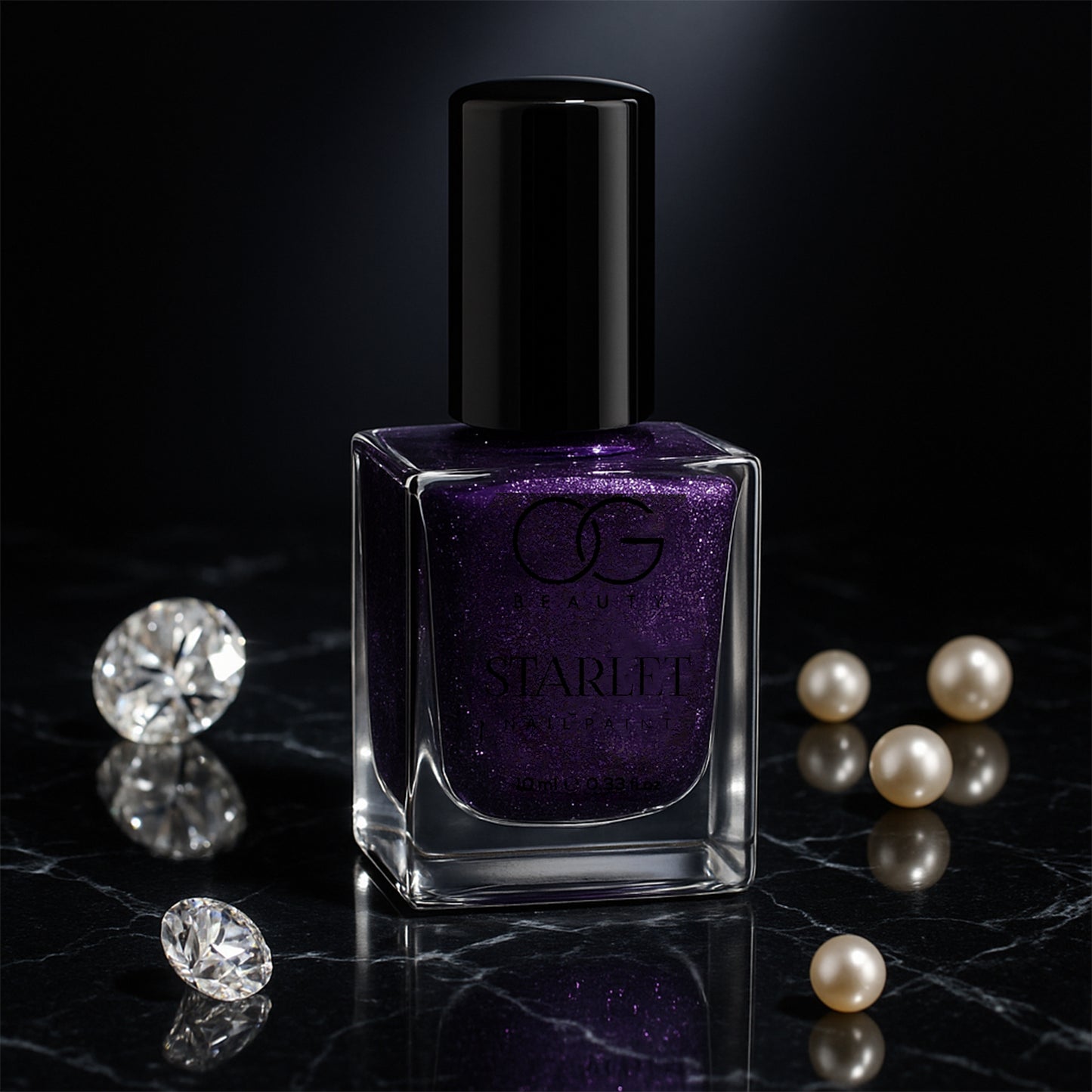 Wukusy Og Beauty Purple Dazzle Starlet Glitter Nail Paint in 10ml bottle, featuring shimmering purple glitter for dazzling nails.