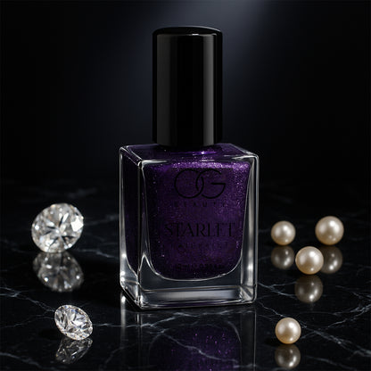 Wukusy Og Beauty Purple Dazzle Starlet Glitter Nail Paint in 10ml bottle, featuring shimmering purple glitter for dazzling nails.