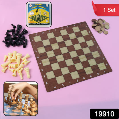 Wukusy 2-in-1 travel game set with chess and checkers, compact toy for kids and travel entertainment, shown with game pieces and board.