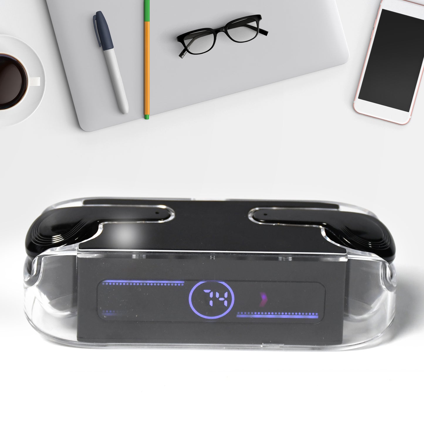 Wukusy 6705 Bluetooth wireless earphones with touch control in black, stereo sound, high-end materials, and mobile accessory design