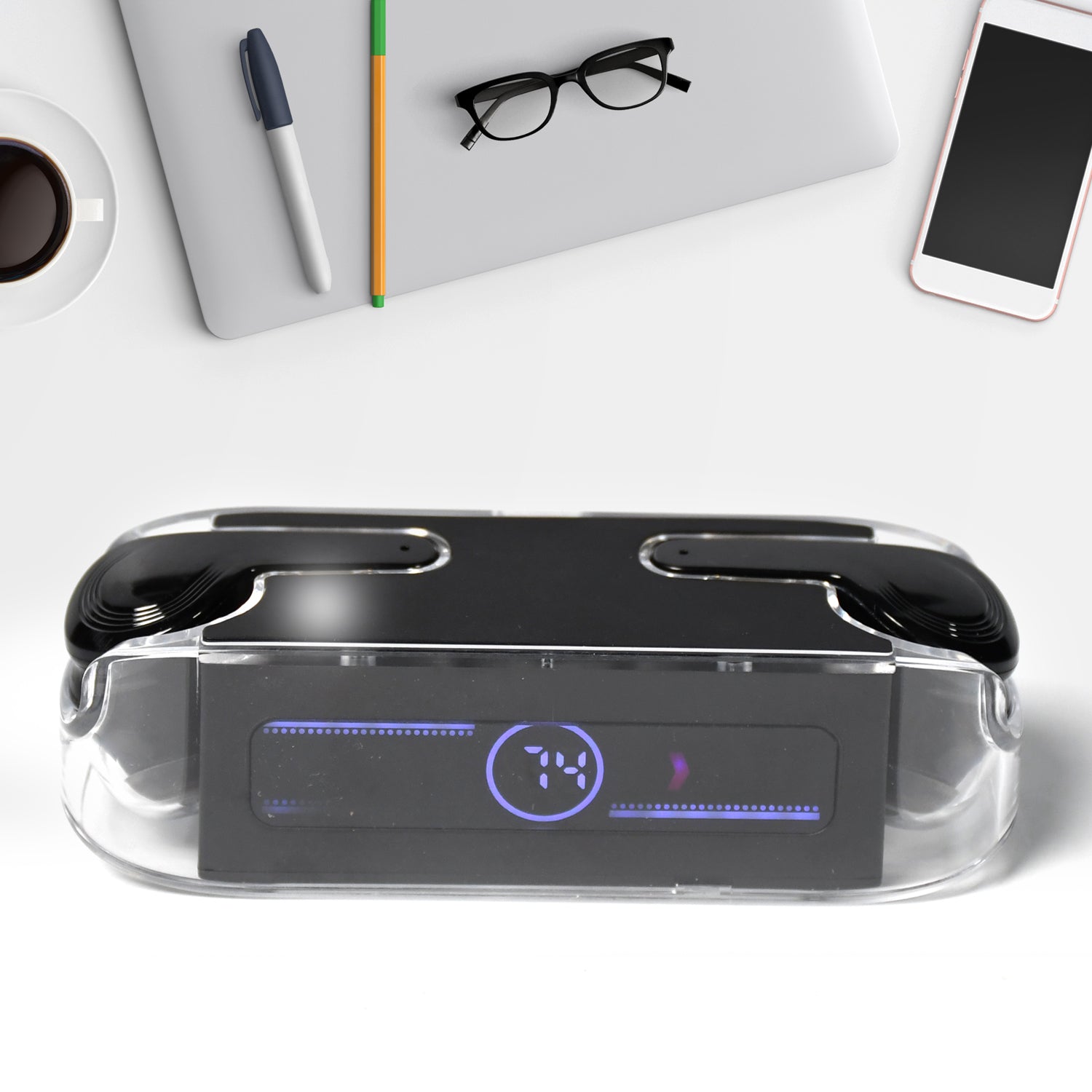 Wukusy 6705 Bluetooth wireless earphones with touch control in black, stereo sound, high-end materials, and mobile accessory design