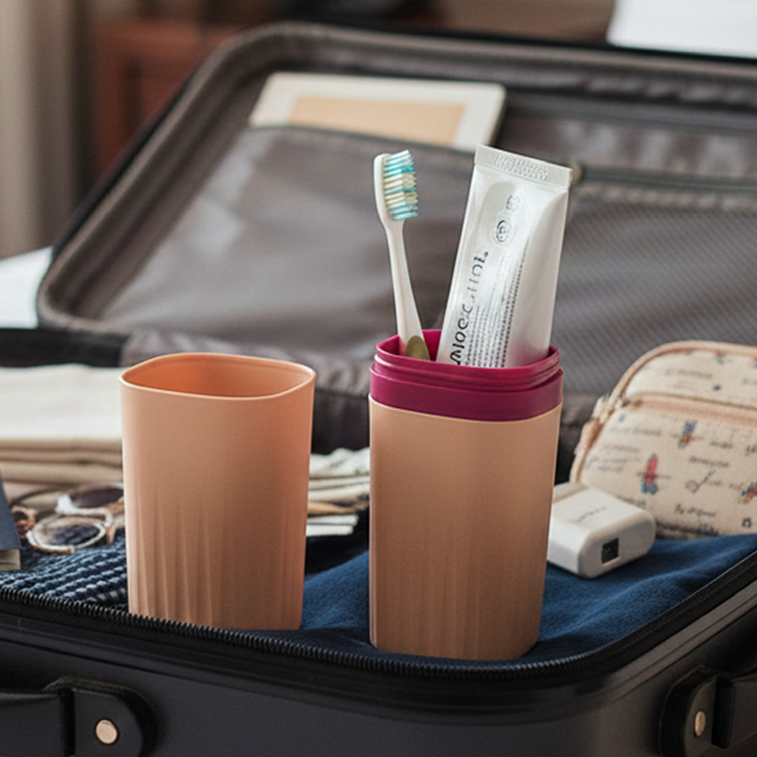 Two Wukusy plastic hygienic toothbrush travel cases, portable and hygienic, designed to protect toothbrushes during travel.