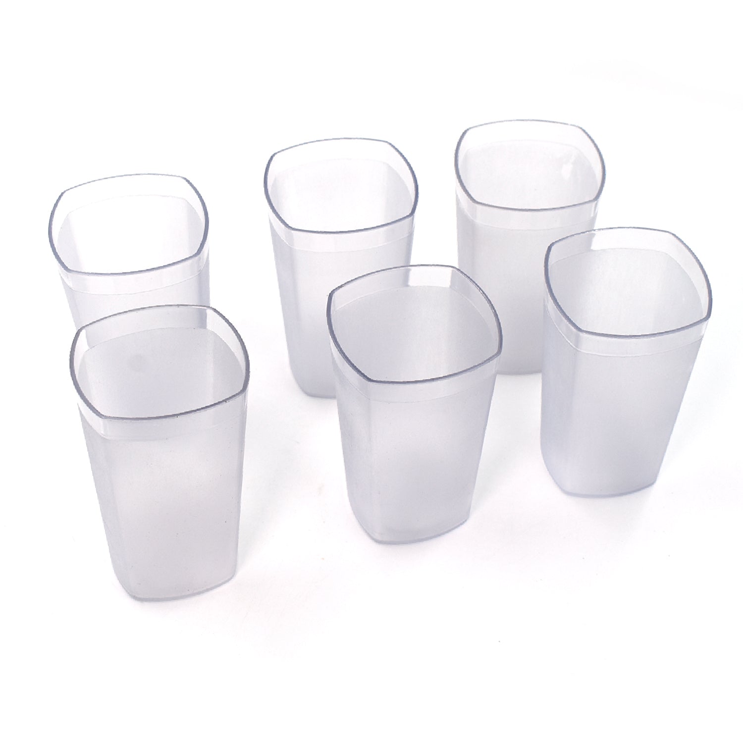 Set of six Wukusy 350ml Ganesh Decent Glasses, clear glass with Ganesh design, perfect for serving beverages.