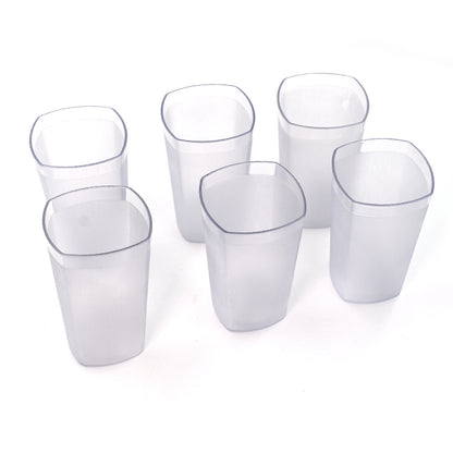 Set of six Wukusy 350ml Ganesh Decent Glasses, clear glass with Ganesh design, perfect for serving beverages.