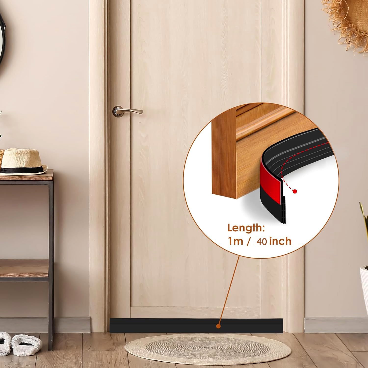 Wukusy 1-meter self-adhesive silicone door bottom seal strip for office doors, flexible and easy to install.