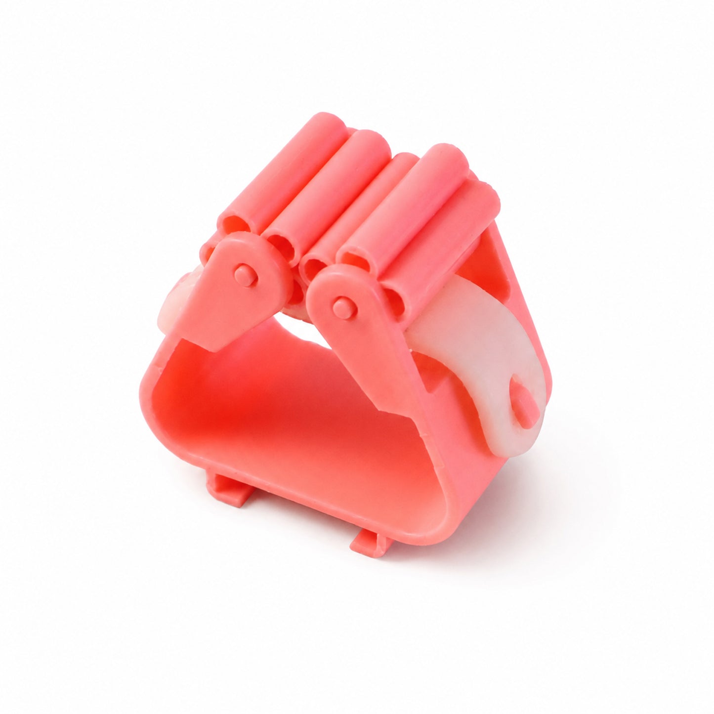Wall-mounted Wukusy plastic broom holder clip for organizing mops and brooms in the kitchen or laundry area.