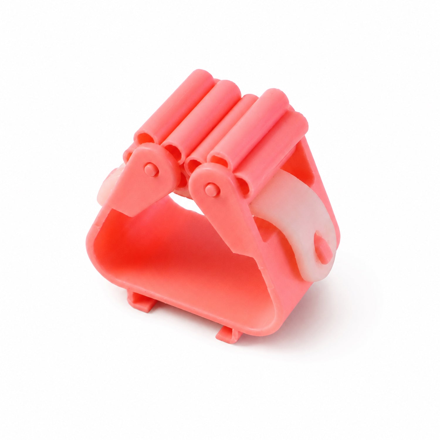 Wall-mounted Wukusy plastic broom holder clip for organizing mops and brooms in the kitchen or laundry area.