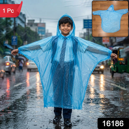 Disposable Rain Coat Hooded Full Sleeve Poncho For Bike Riders (1 Pc)