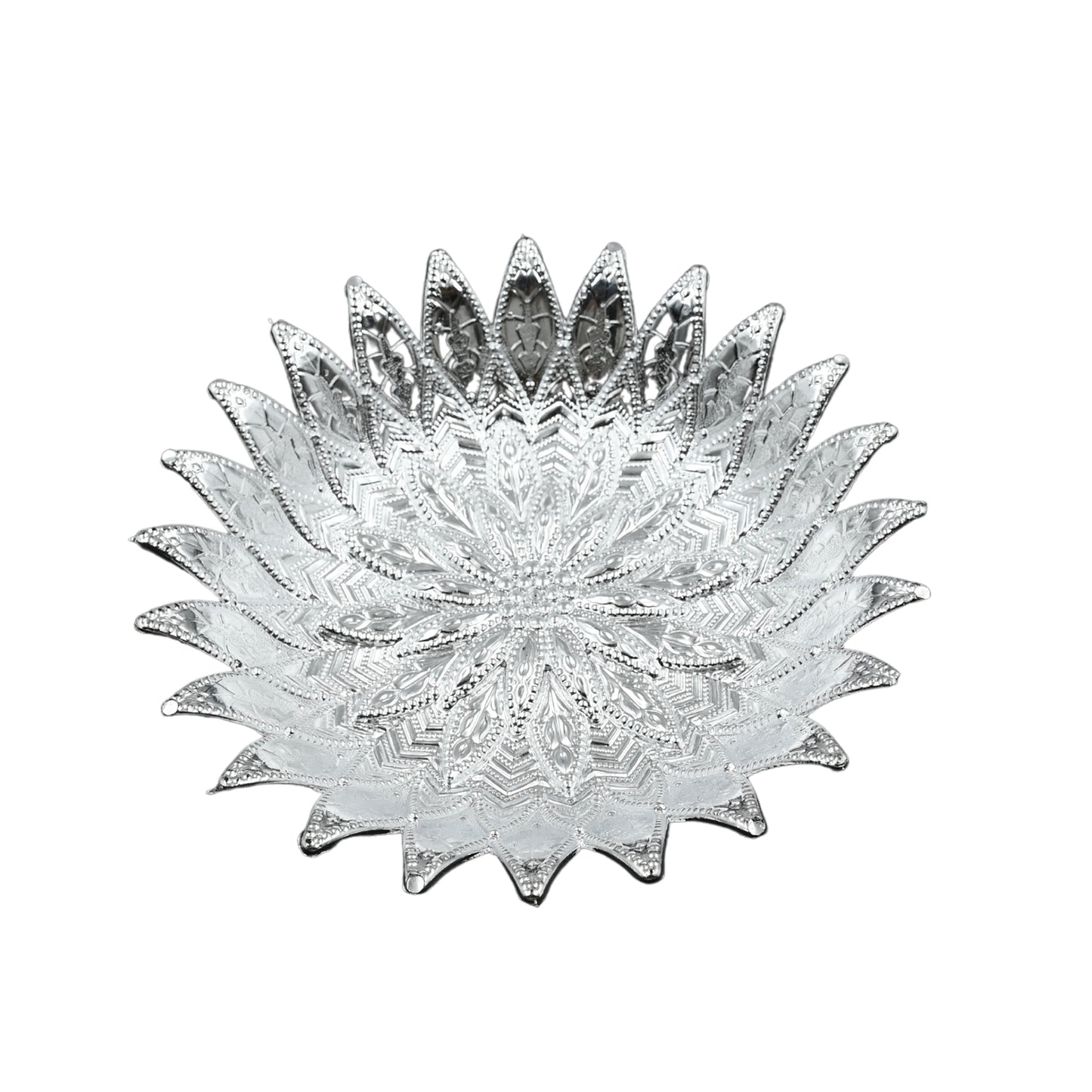 Wukusy traditional silver-finish plastic serving tray, decorative multipurpose tray for serving Mukhwas and snacks, 1 piece