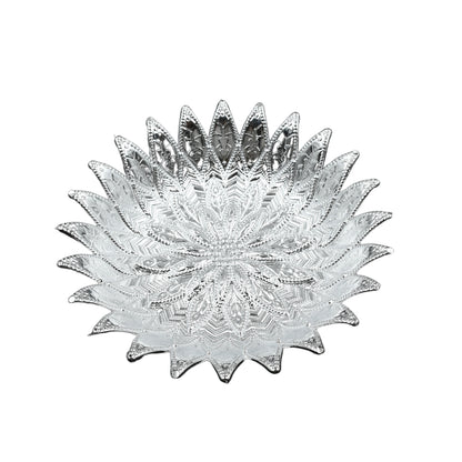 Wukusy traditional silver-finish plastic serving tray, decorative multipurpose tray for serving Mukhwas and snacks, 1 piece