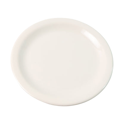Wukusy plastic round dinner serving plate, 23 cm, smooth surface, ideal for home dining, white color, single plate on table