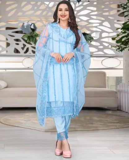 Women’s Kurta set with matching dupatta and bottomwear, featuring traditional design and vibrant fabric from 15801 brand.