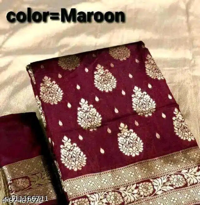 Red Banarsi silk saree for women with intricate gold zari work, 6.3 meters, from brand 6246, traditional and elegant.