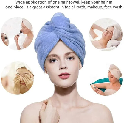 Ultra-soft coral fleece hair drying cap with cloud texture, ideal for gentle, comfortable drying after bathing.