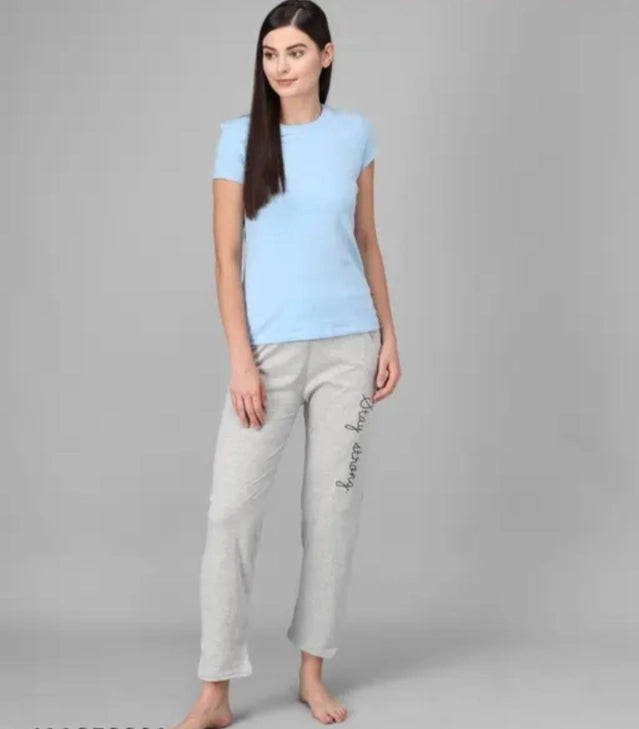 Grey cotton blend straight fit women's trousers with a tailored design, size M, from the 18594 brand.