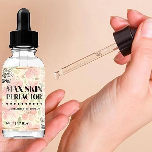 Herbal oil skin perfector express rejuvenation serum from 31092 in a clear glass bottle with dropper, showing natural herbal ingredients.