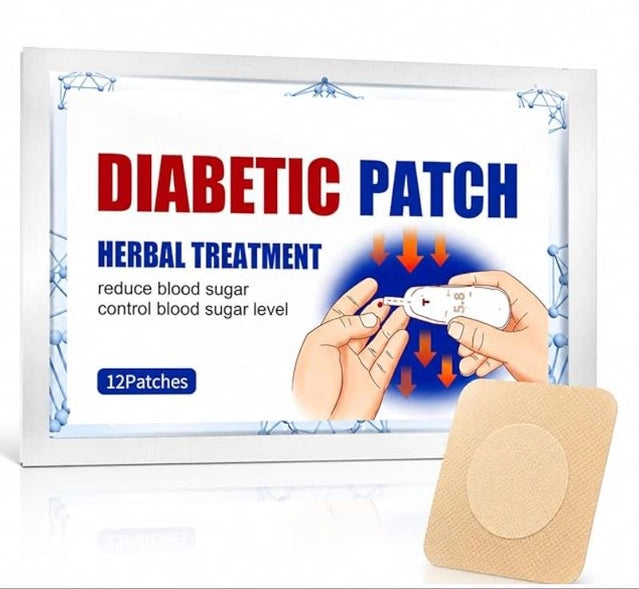 Herbal diabetic patch pack of 12 by 35931, showing multiple patches with herbal ingredients on a white background.