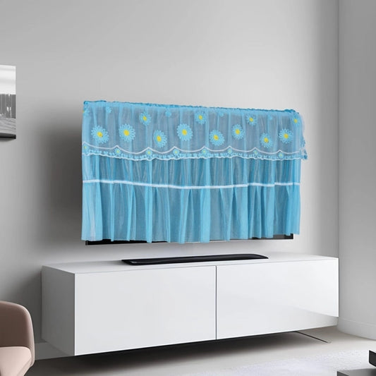 Designer television dust proof cover by 18279, protective fabric cover for TV screens, in a neutral color, designed to keep dust away.