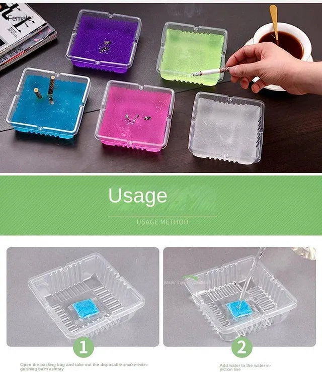 Pack of five 19333 smokeless cigarette ashtrays with odorless design, featuring compact, durable ashtray for cigarette disposal.