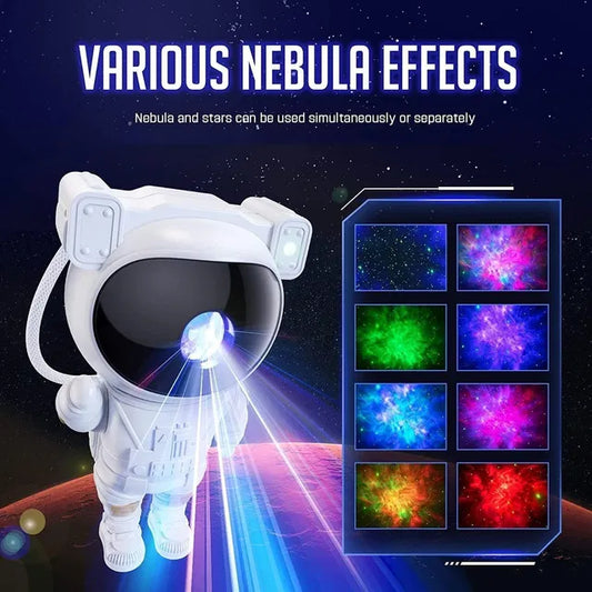 22927 Astronaut Galaxy Projector lamp with remote control, 360 magnetic head rotation, projecting starry galaxy patterns on walls