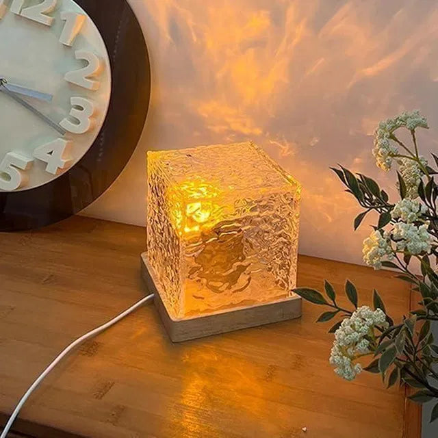 Rotating Water Ripple Night Light Aura Lamp by 19202, displaying colorful water ripple effects in a sleek night light design.