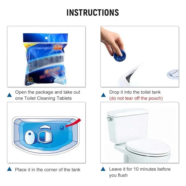 Pack of 10 22123 brand toilet cleaning tablets and deodorizer for toilet bowls, bathroom cleaning and freshening.