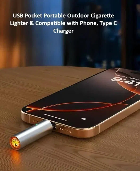 Portable USB electric cigarette lighter by 19202, compact car cigarette lighter with outdoor and pocket-friendly design.