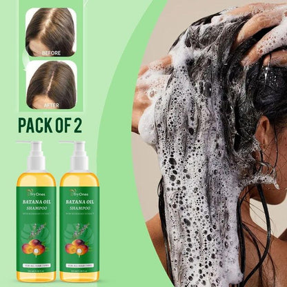 18058 Batana Oil Shampoo pack of 2 bottles, creamy hair care product for nourishing and revitalizing hair and scalp.