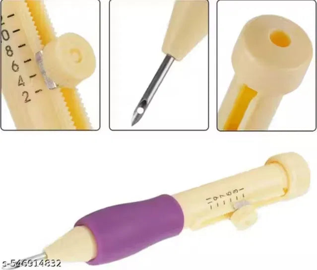Embroidery Punch Needle Pen Set with three sizes, suitable for knitting, crochet, and felting, featuring colorful needle tools.