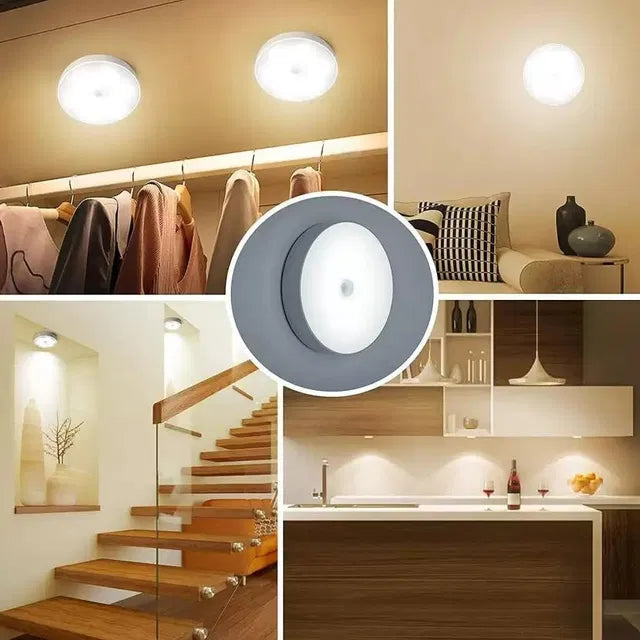 Wireless LED night lights with motion sensors and USB charging, pack of 2, for home lighting by 4485 smart lights.